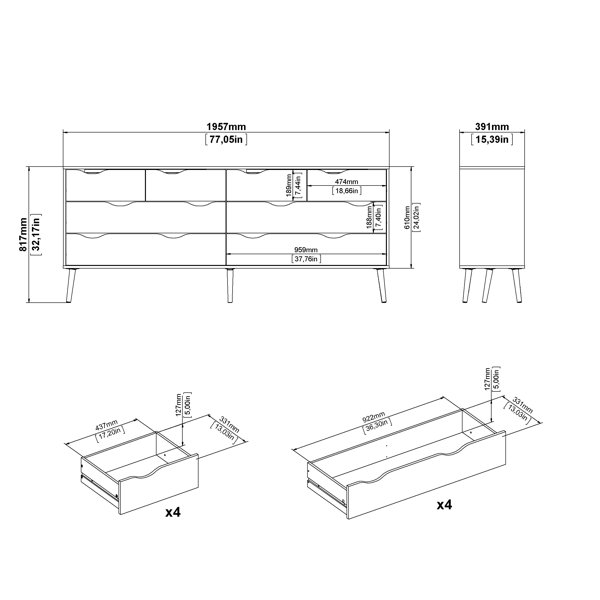 Hashtag Home Dowler 8 Drawer 77.05" W Double Dresser & Reviews Wayfair